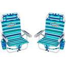 Tommy Bahama Backpack Beach Chair, 2-pack | 5-Position Adjustable | Padded Straps | Insulated Pouch | Blue
