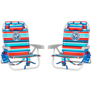 Tommy Bahama Backpack Beach Chair, 2-pack | 5-Position Adjustable | Padded Straps | Insulated Pouch | Red