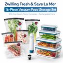 Zwilling Fresh & Save La Mer 16-Piece Vacuum Food Storage Set with BPA-Free Glass & Plastic Containers and Rechargeable Pump