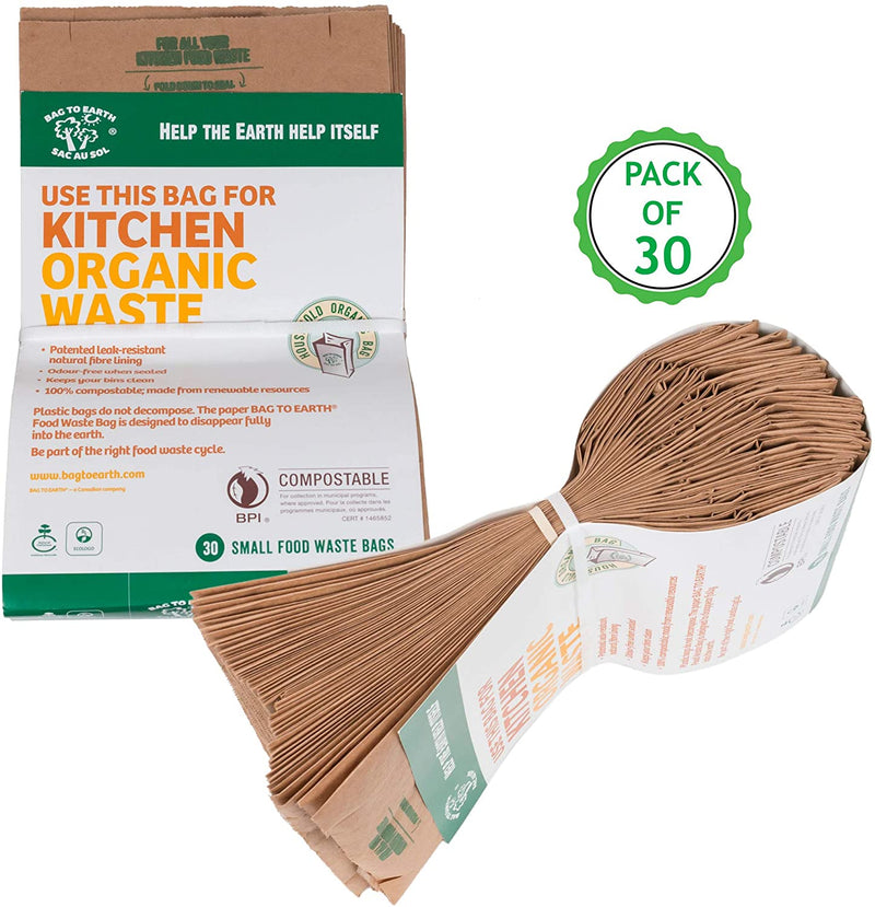 Bag to Earth Small Food Waste Bags 120-Pack Compostable Bag Leak Resistant 12in x 7.5in x 4.25in