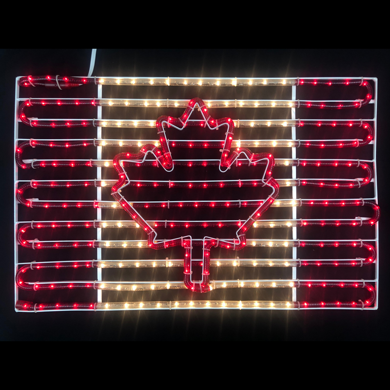 Flexilight Lighted Canadian Flag Patriotic Rope Light Motif 120V for Canada Day Remembrance Day Indoor Outdoor Home Decoration Fence Patio Window