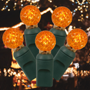 Flexilight 50 Count Faceted G12 Raspberry LED String Light Set 25Ft Green Wire Outdoor Decoration Christmas Tree Patio Garden Yard UL Listed (Amber)