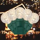 Flexilight 50 Count Faceted G12 Raspberry LED String Light Set 25Ft Green Wire Outdoor Decoration Christmas Patio Garden Yard UL Listed (Warm White)