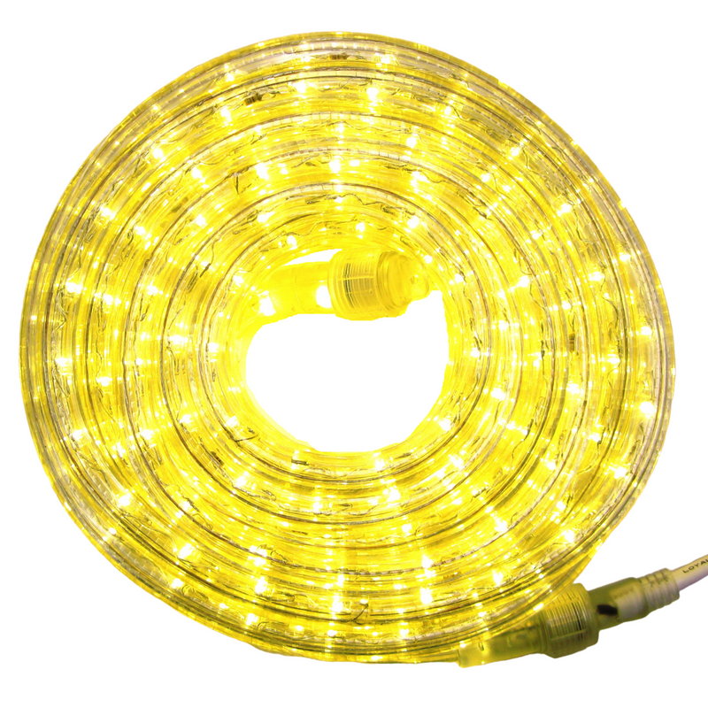 Flexilight 30Ft LED Rope Light 120V 2-Wire 1/2” 13mm Diameter Extendable Indoor Outdoor Home Decoration Christmas Party Accent Lighting (Yellow)