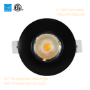 LeVanier LED 3-Inch Gimbal Recessed Light 360° Rotation 8W 700 Lumens 60W Equivalent Round Slim Panel Down Light Dimmable with JB ETL ES Black 3000K