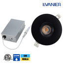 LeVanier LED 4-Inch Gimbal Down Light, 360° Rotation, 12W, 1050 Lumens, 100W Equivalent, Round, Black Finish, Dimmable, ETL/cETL, Energy Star (5000K)