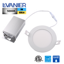 LeVanier LED 4-Inch Panel Light Recessed Slim Down Light 9W 650Lm 120V 60W Equivalent Round White Finish Dimmable ETL cETL ES with Junction Box 5000K