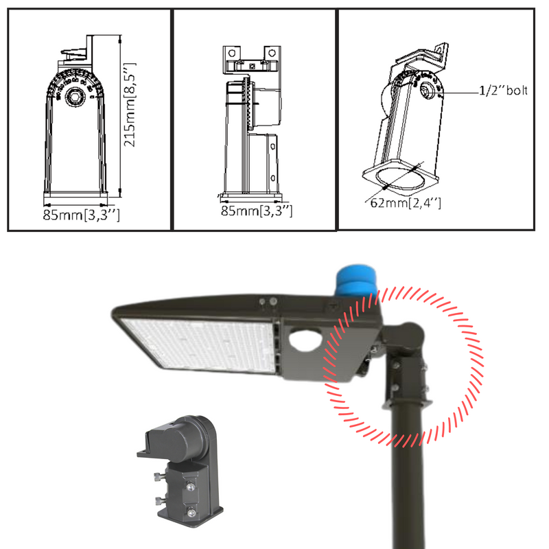 LeVanier Slip Fitter for LED Shoebox Light Parking Lot Street Park Garden Playground Backyard Outdoor