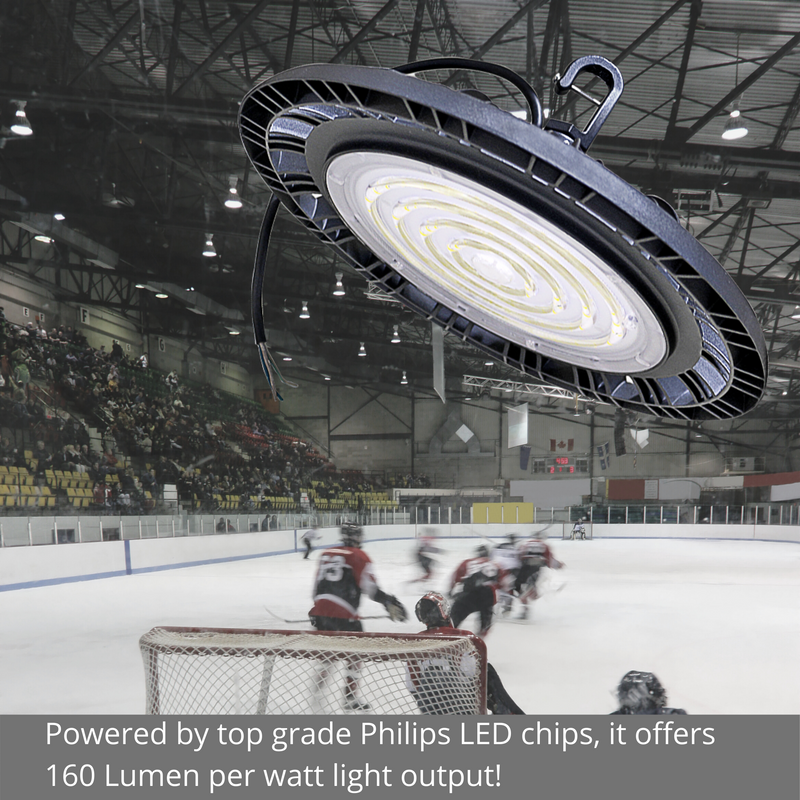 LeVanier 100-277V 240W 38400Lm UFO LED High Bay 160 Lumens Per Watt Dimmable 5Ft Cable IP65 ETL/cETL DLC Daylight Stadium Warehouse Work Shop (5000K)