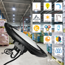 LeVanier 120-347V 200W 30000Lm UFO LED High Bay Dome Lens 150 Lumens Per Watt Dimmable 5Ft Cable IP65 ETL/cETL DLC Day Light Warehouse Work Shop (5000K)