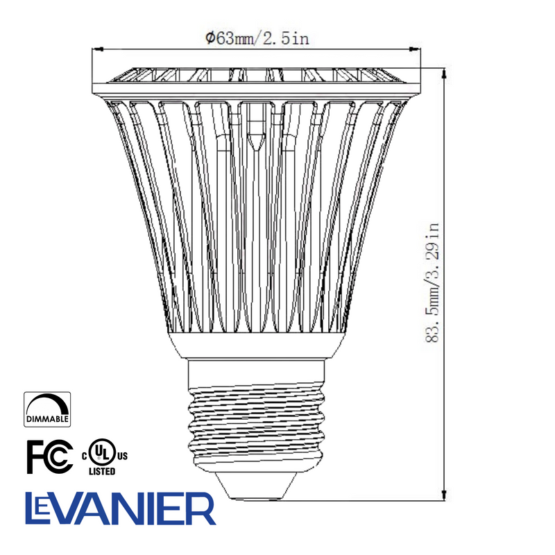 LeVanier 8-Pack LED PAR20 8W 120V 50W Equivalent CRI>80 120° Flood Light Dimmable 25,000 Hours LED Light Bulb E26 Base | 6500K