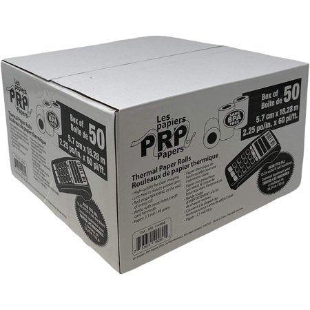 PRP Thermal Paper Rolls 50-Roll 2.25” x 60Ft BPA Free