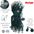 Flexilight 50 Count Faceted G12 Raspberry LED String Light Set 25Ft Green Wire Outdoor Decoration Christmas Patio Garden Yard UL Listed (Warm White)