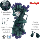 Flexilight 50 Count Faceted G12 Raspberry LED String Light Set 25Ft Green Wire Outdoor Decoration Christmas Tree Patio Garden Yard UL Listed (Purple)