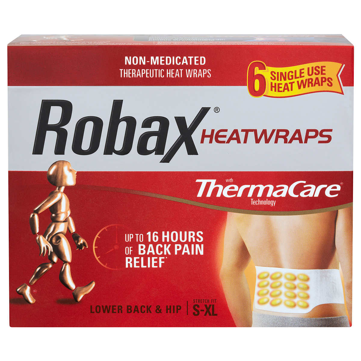 Robax Heatwraps With ThemaCare For Lower Back & Hip S-XL (6 Single Use