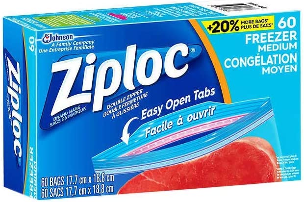 Ziploc 00388 Freezer Bag, 1 qt Capacity #VORG6065148, 00388