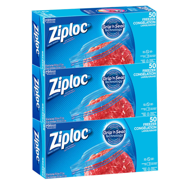 ZiplocÆ Brand Freezer Bags with Grip 'n Seal Technology, Quart, 50 Count -  DroneUp Delivery